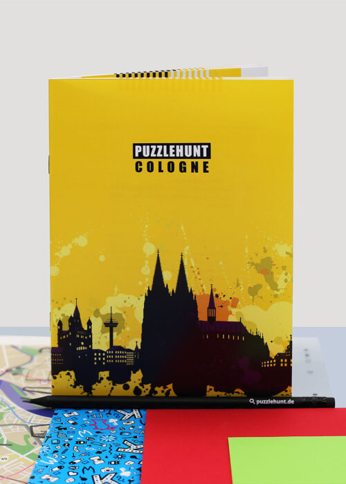 Produktbild Puzzlehunt Cologne Rätseltour, Broschüre und Inhalt des Spiel-Kits